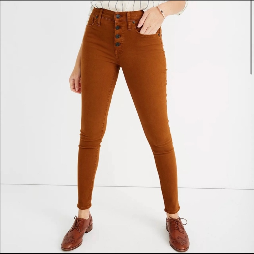 Madewell 9” Mid-Rise Skinny Jeans Garmen Dyed Front Button Edition